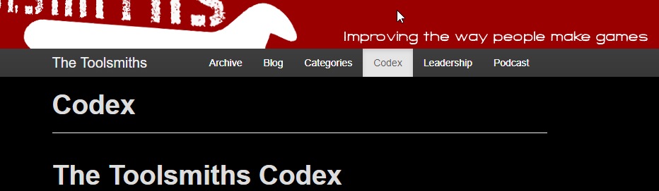 The Toolsmiths Codex Webpage Screenshot